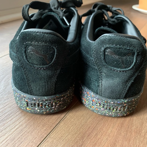 Puma Suede Jr Big Kid Shoes Black-Puma Silver, size US9 - Picture 3 of 5